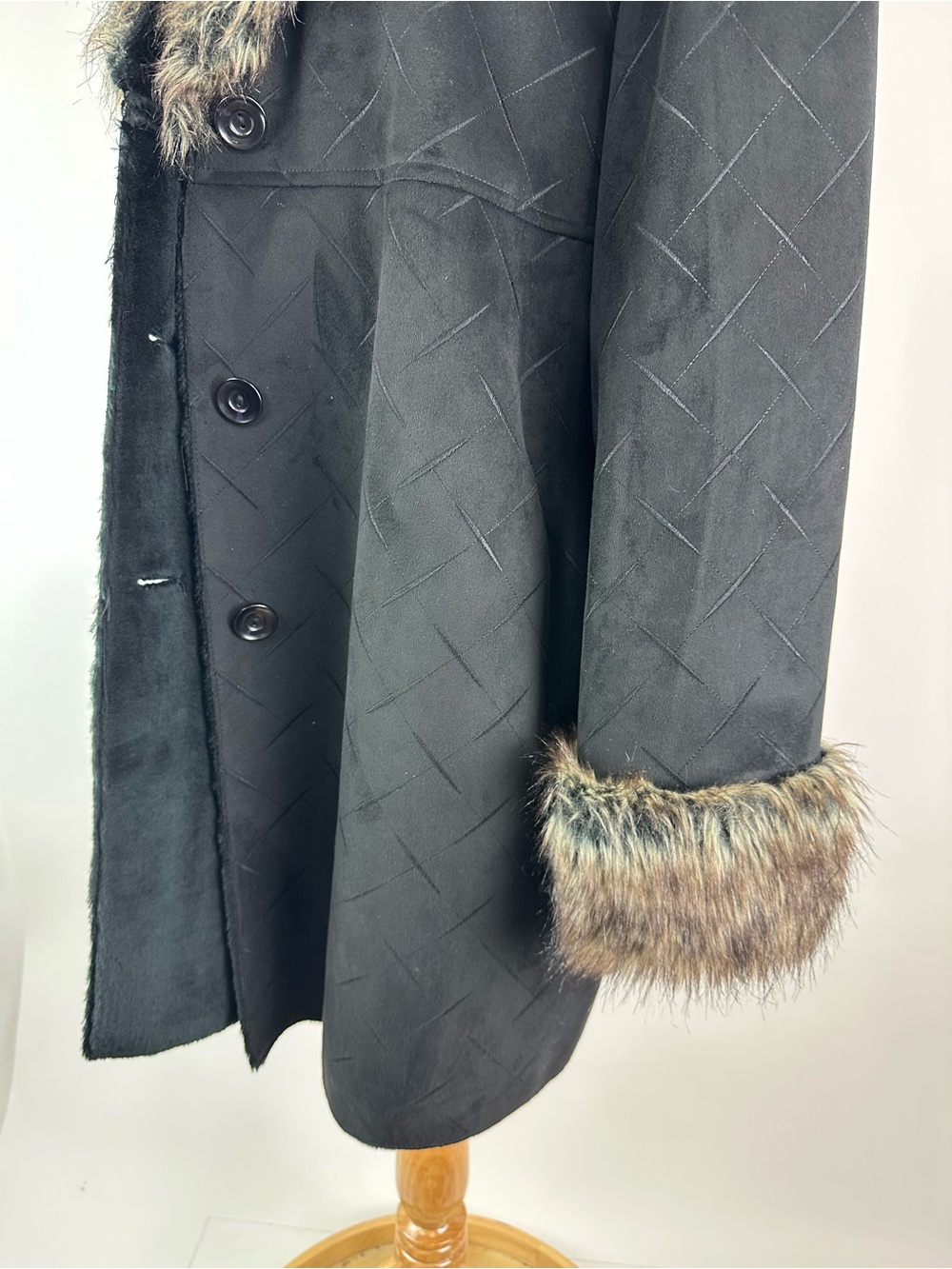 Utex Design Faux Suede Shearling Jacket Faux Fur Trim Size 2X - Picture 9 of 14